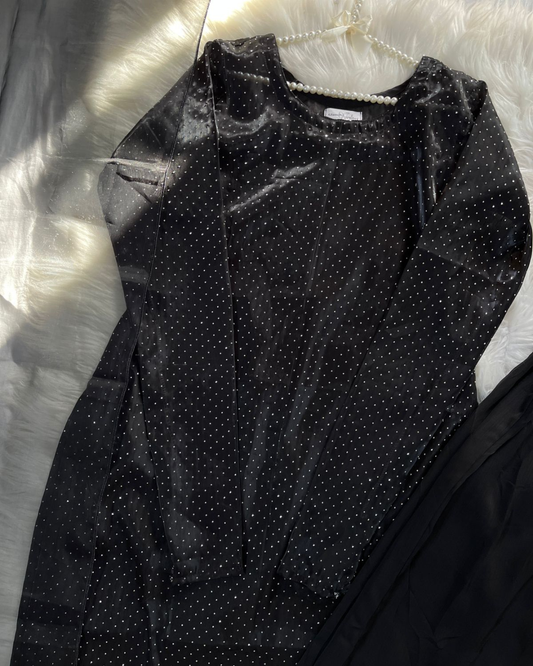 Black Sheesha Silk With Inner - 4 Pcs Suit