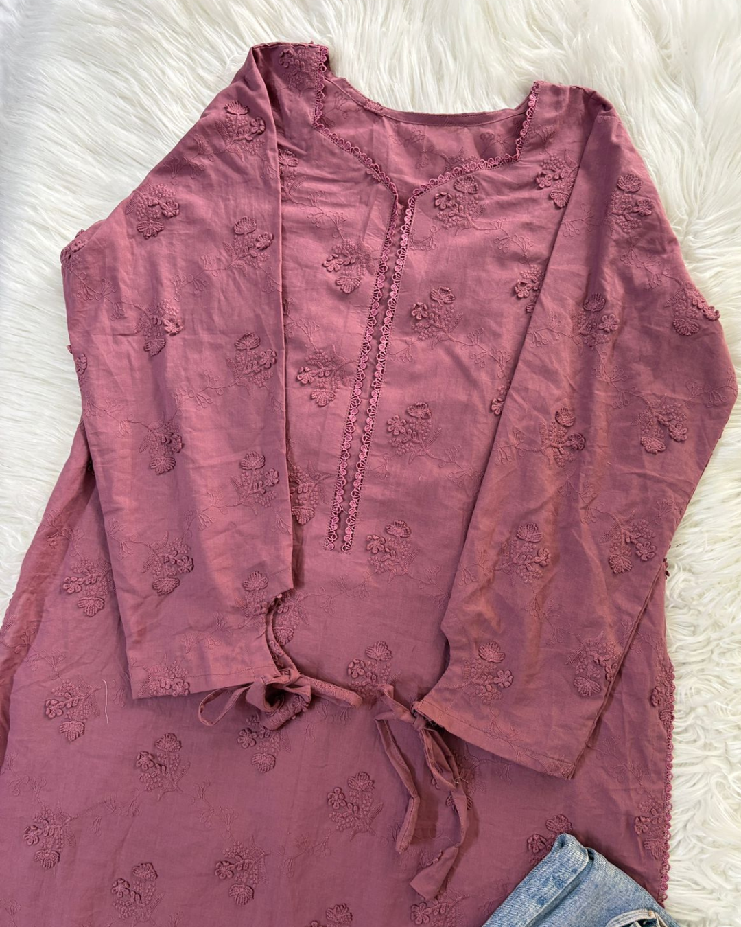 Tea Pink Chikankari Kurti - Corset Back