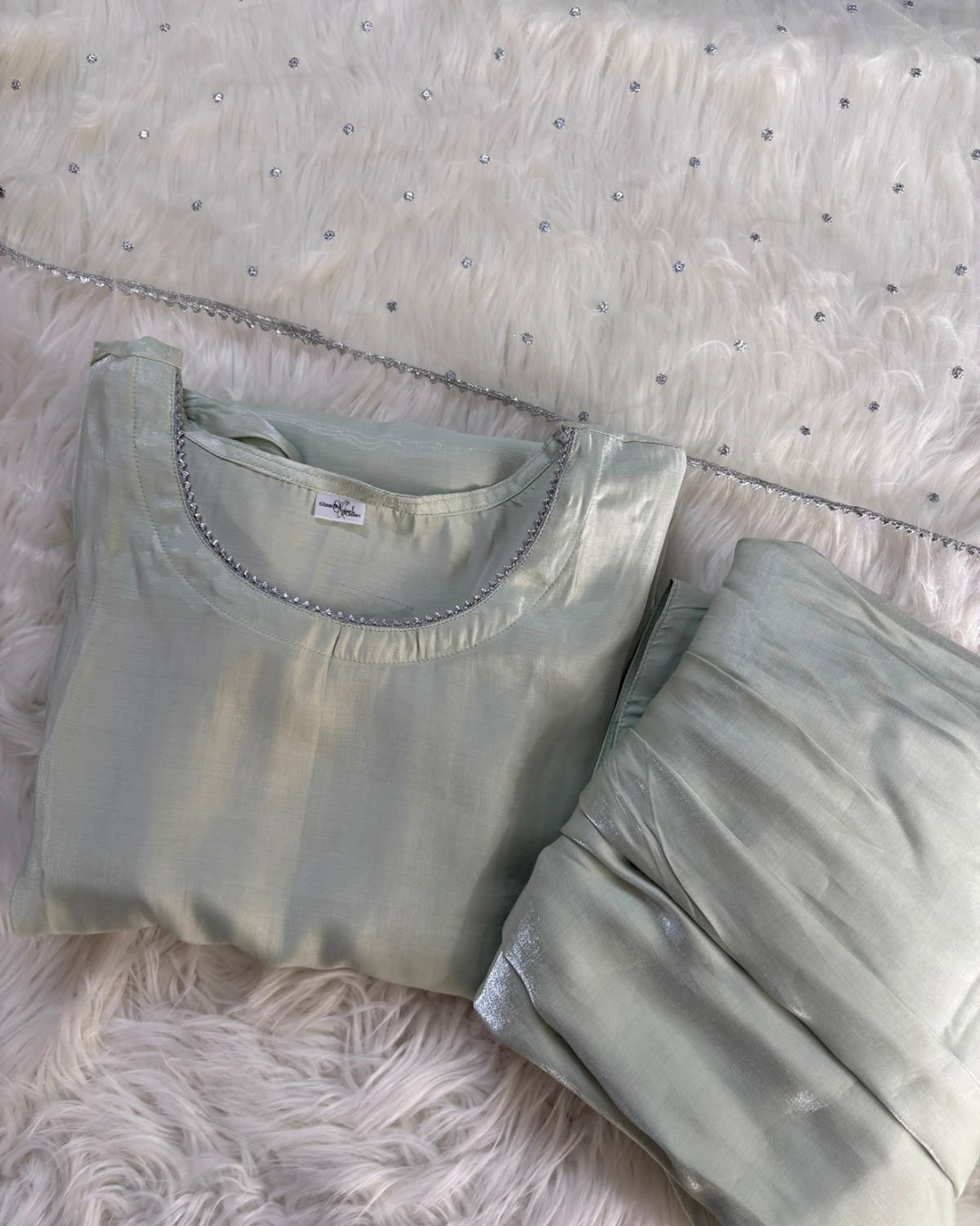 Sage Green Sheesha Silk - Patiyala Suit 3 Pcs