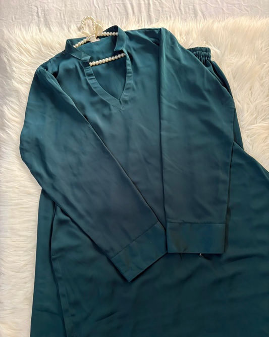 Sage Green Double Georgette - Balloon Shalwar 2 Pc