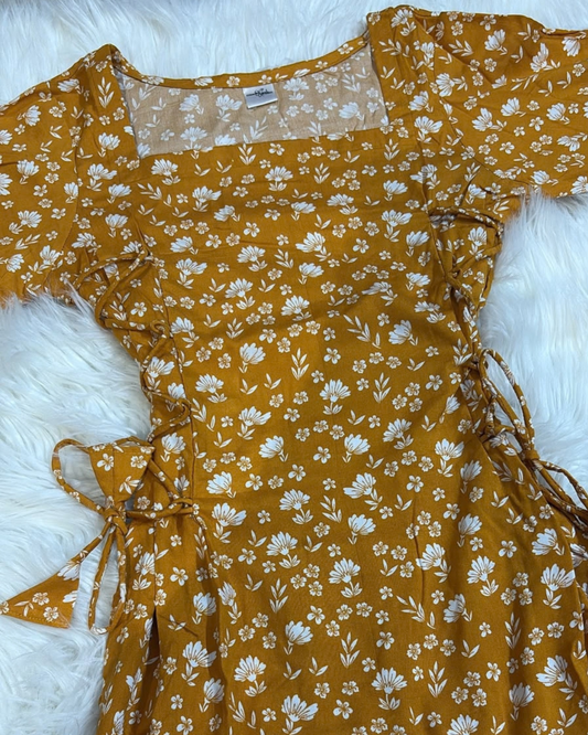 Mustard Meadow Side Corset Kurti