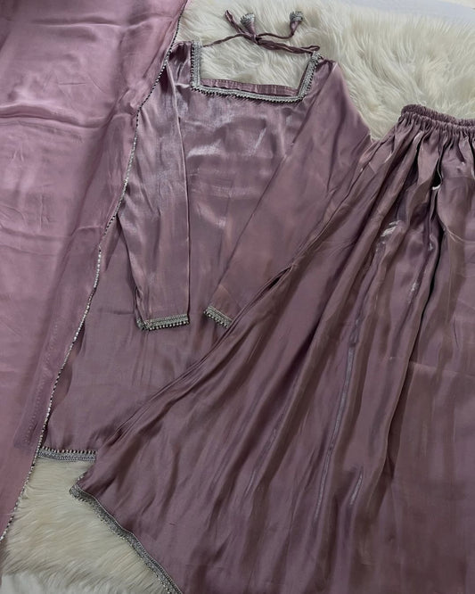 Lilac Sheesha Silk 3 Pcs Suit - Most Trending Eid