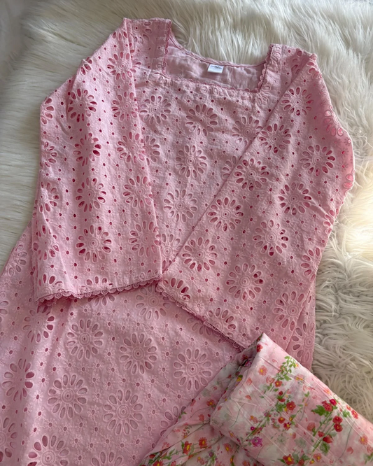 Rosé Chikankari Set - (3 PCs)