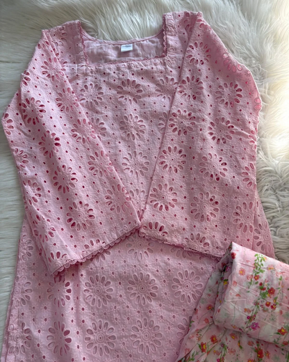 Rosé Chikankari Set - (3 PCs)
