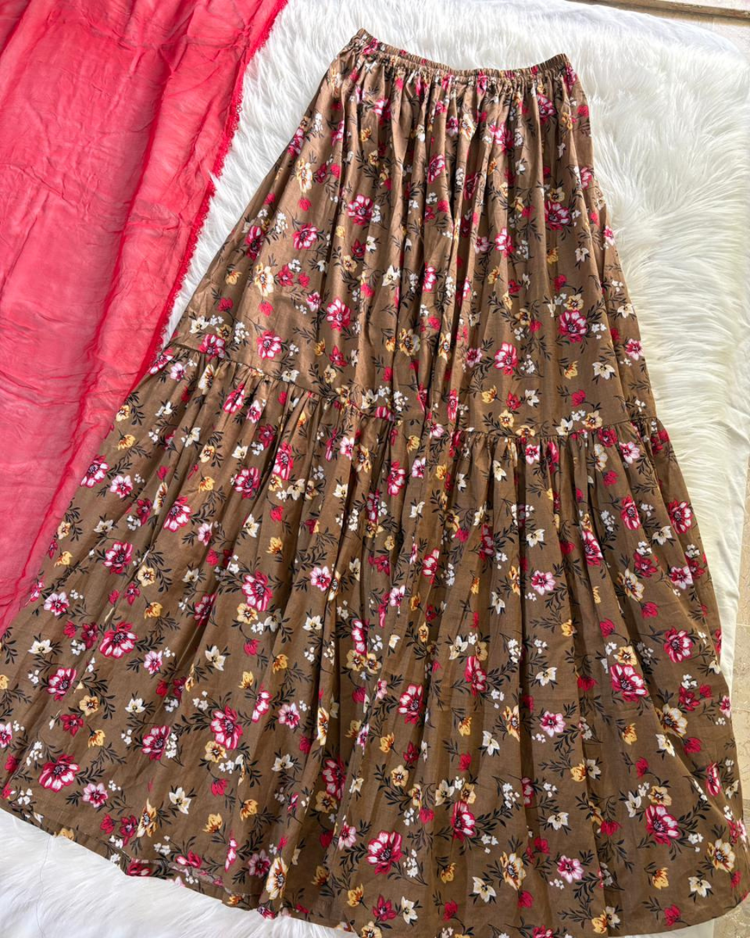 Brown Floral Printed Gharara Set
