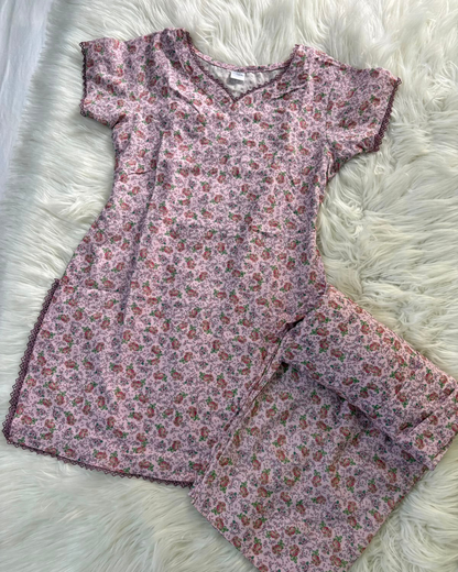 Soft Pink Floral Lawn Printed Suit- 2 Pcs