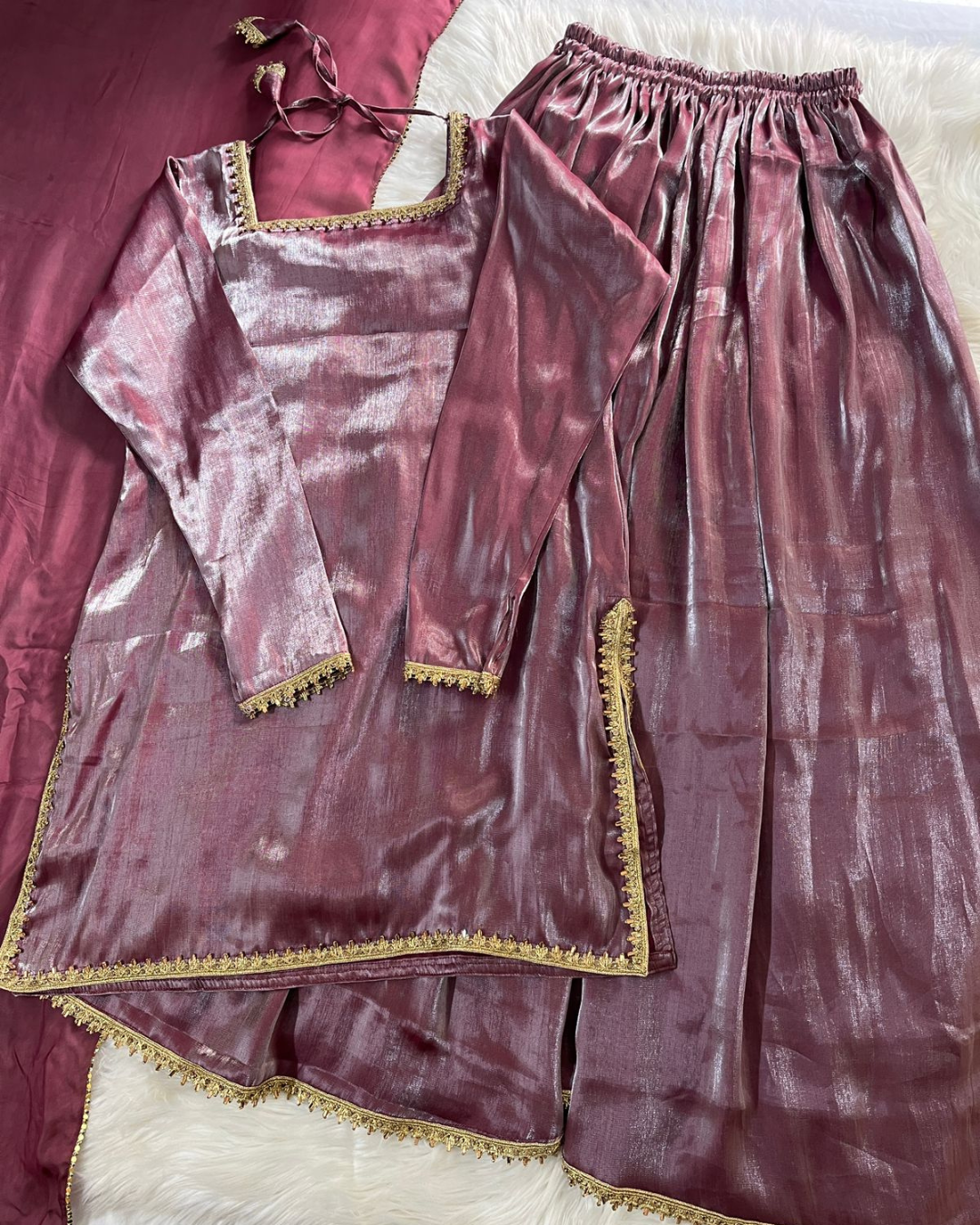 Plum Sheesha Silk 3 Pcs Suit - Most Trending Eid