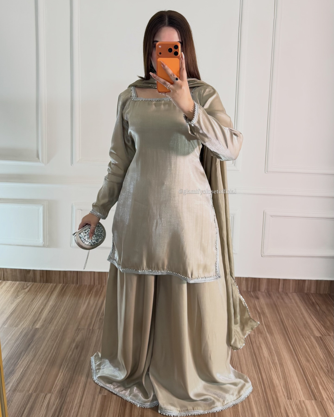 Champagne Sheesha Silk 3 Pcs Suit - Most Trending Eid