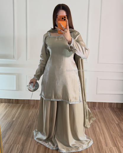 Champagne Sheesha Silk 3 Pcs Suit - Most Trending Eid