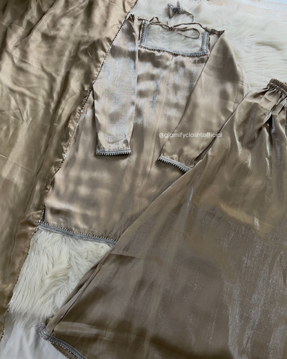Champagne Sheesha Silk 3 Pcs Suit - Most Trending Eid