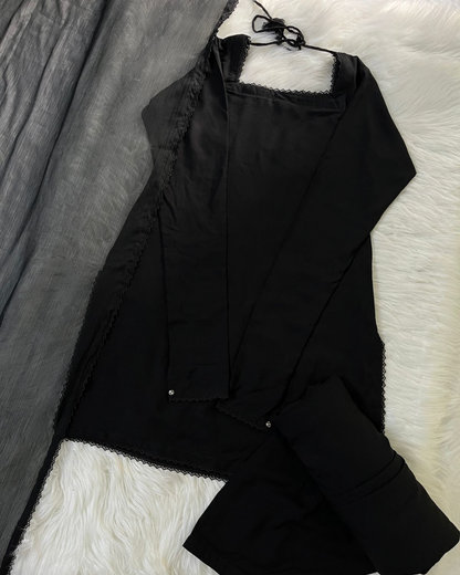 Black Patiyala Suit - 3 Pcs