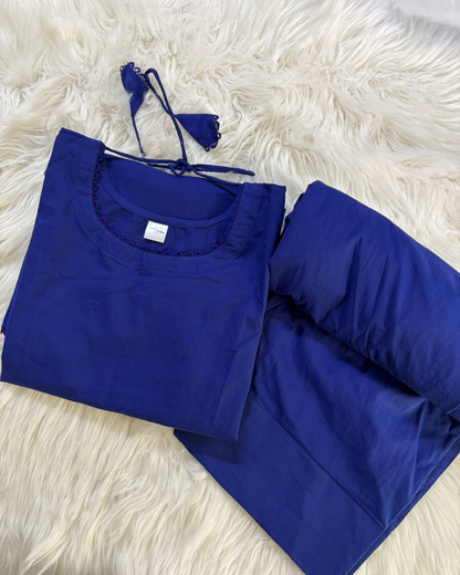 Royal Blue Lawn Farshi 2 Pcs Set - Summer Arrivals