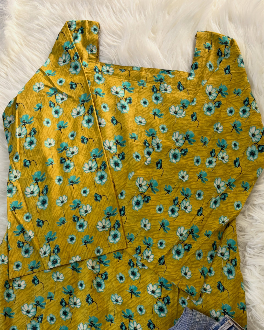 Mustard Floral - Corset Back Kurti Lawn - Summer Arrivals