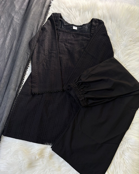 Black Chikankari Corset Back- 3 Pcs