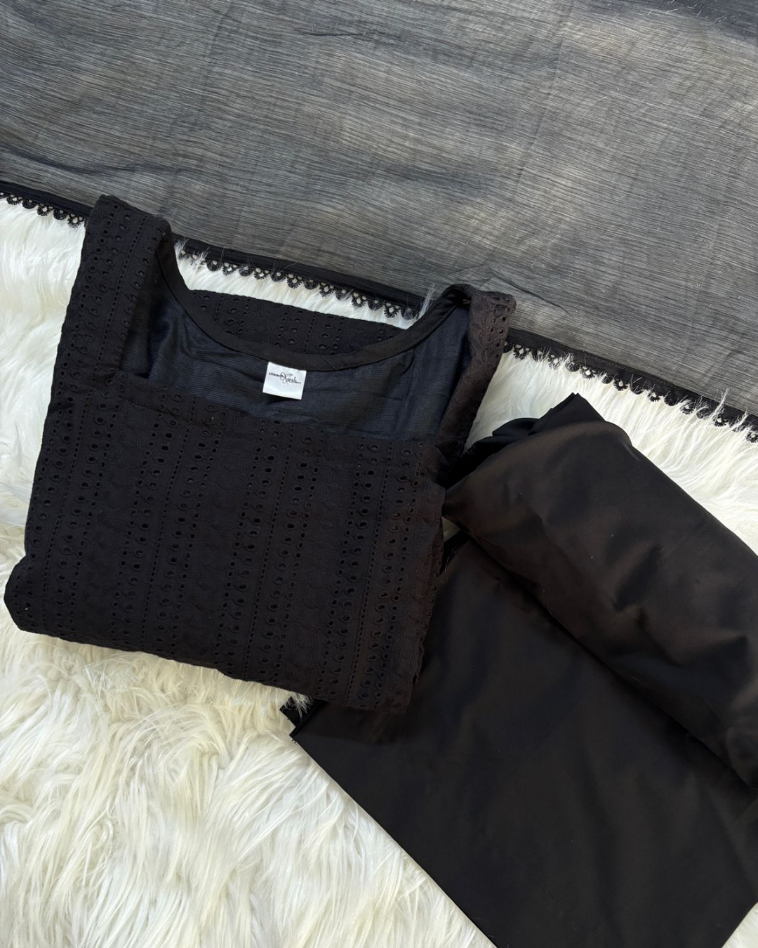 Black Chikankari Corset Back- 3 Pcs