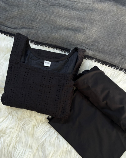 Black Chikankari Corset Back- 3 Pcs