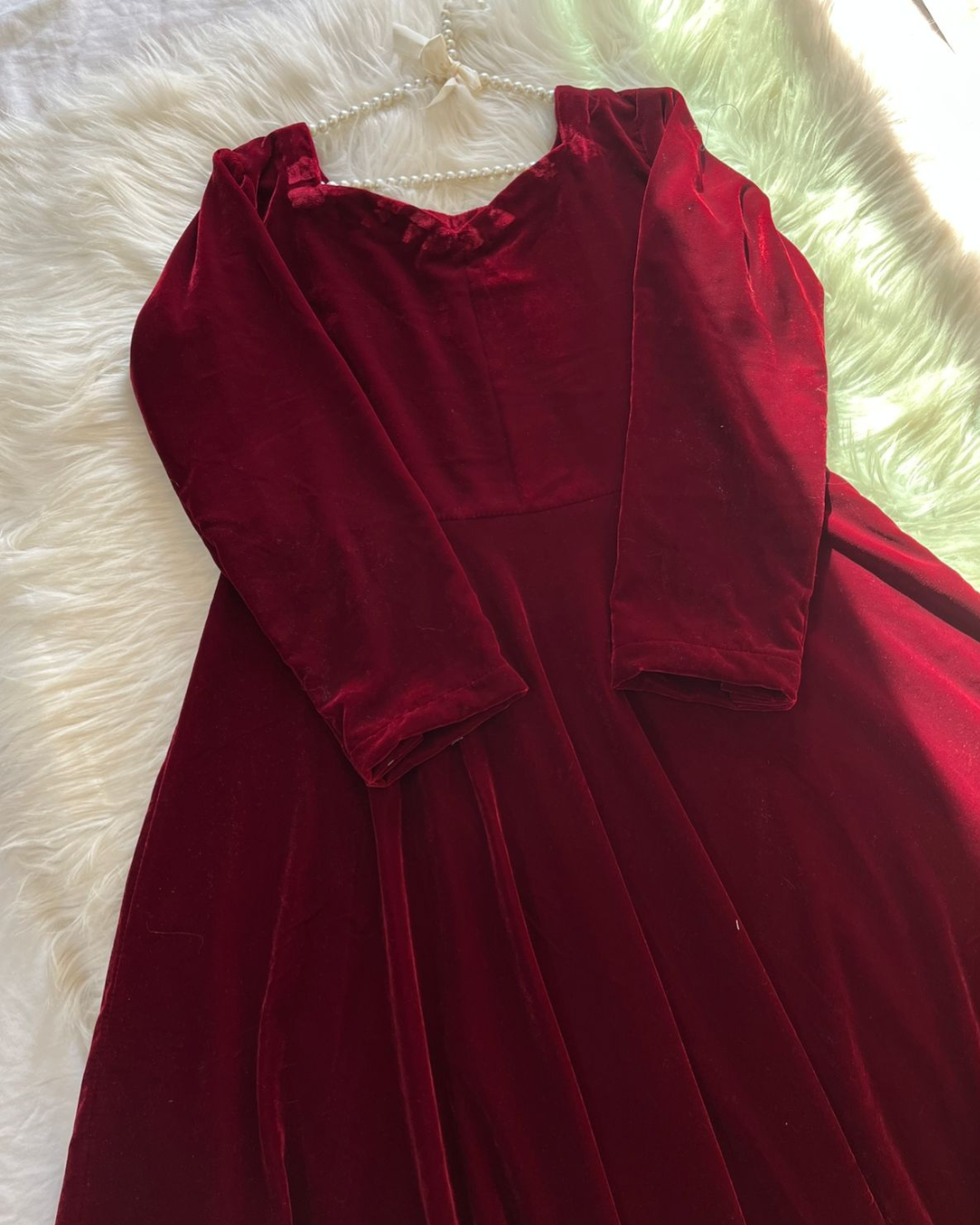 Premium Red Velet - Long Frock