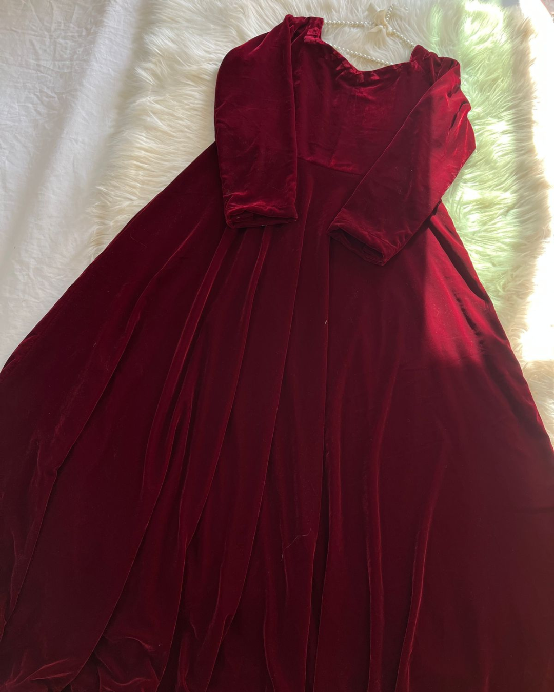 Premium Red Velet - Long Frock