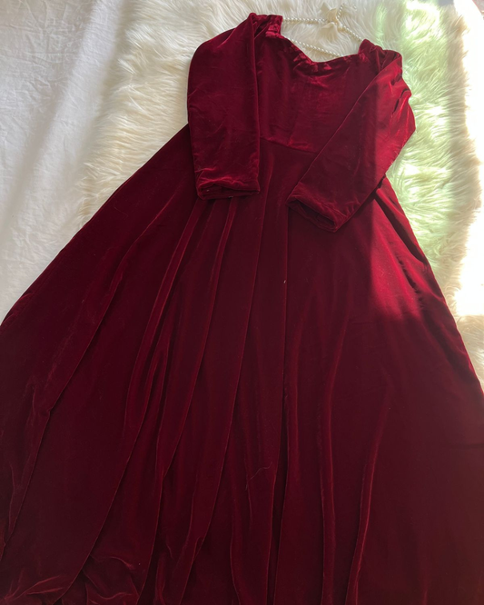 Premium Red Velet - Long Frock