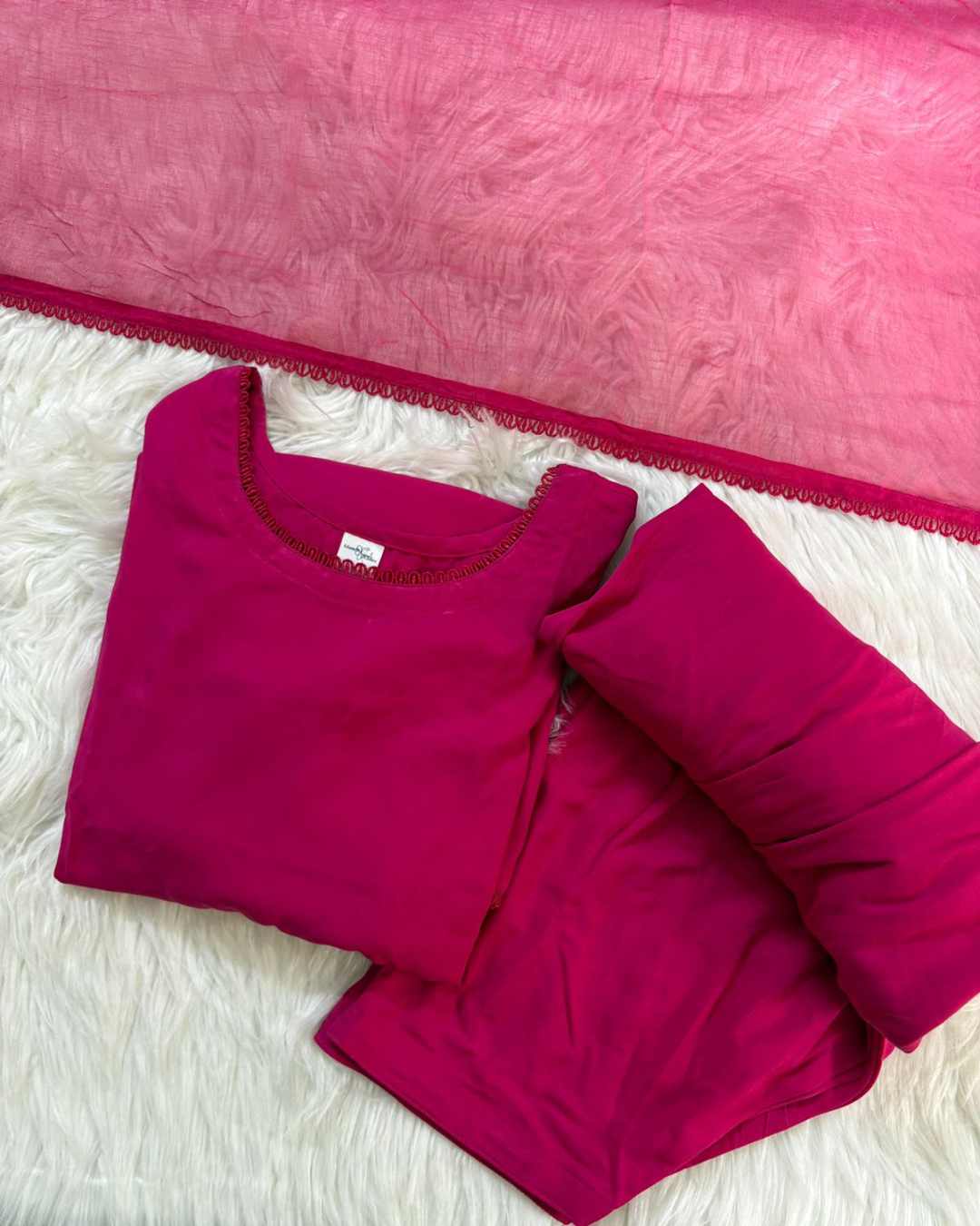 Hot Pink Patiyala Suit - 3 Pcs With Corset Back