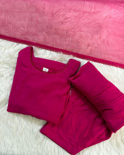 Hot Pink Patiyala Suit - 3 Pcs With Corset Back