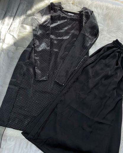 Black Sheesha Silk With Inner - 4 Pcs Suit