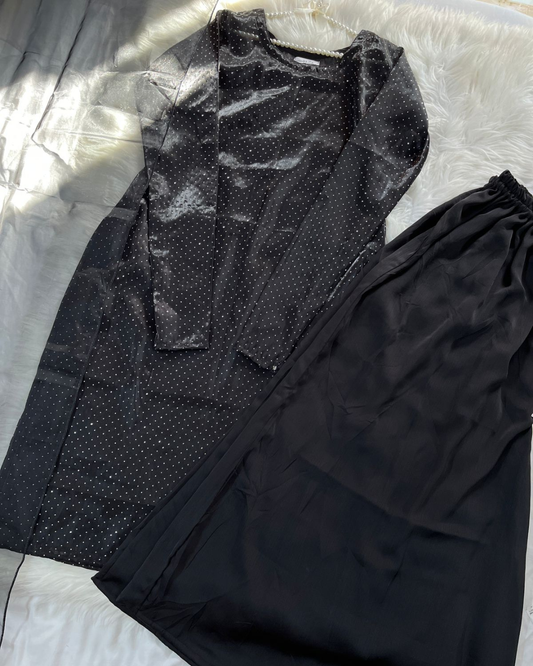 Black Sheesha Silk With Inner - 4 Pcs Suit
