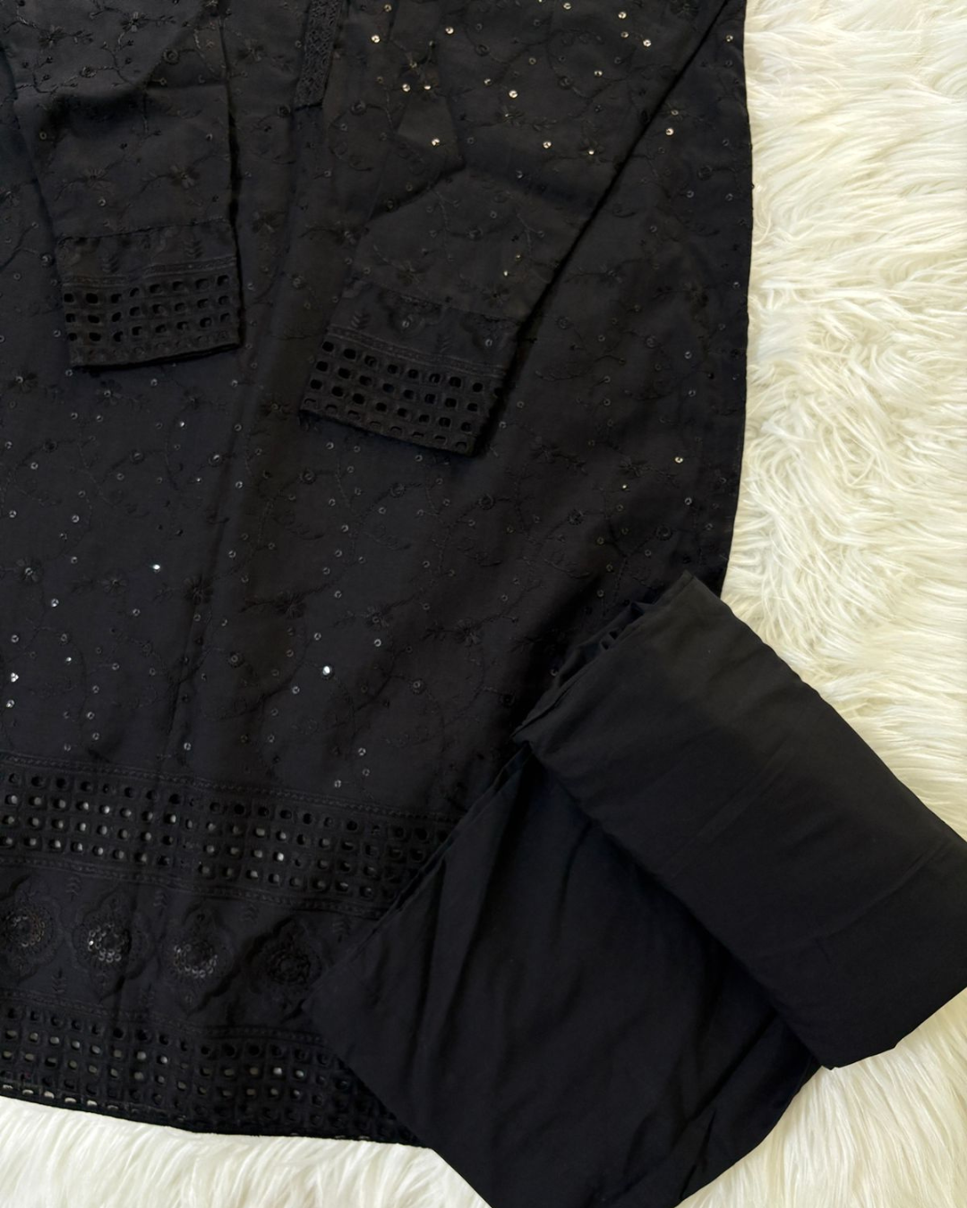 Black Sequin Chikankari 3 Pcs Suit - Viral Summer Edition