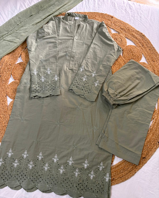 Matcha Lawn Embroidered 3 Pc Suit - New Arrivals