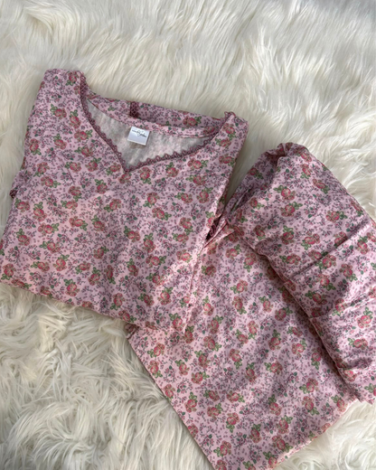 Soft Pink Floral Lawn Printed Suit- 2 Pcs