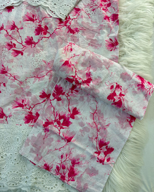 Floral Strawberry Chikankari- 3 Pcs Set