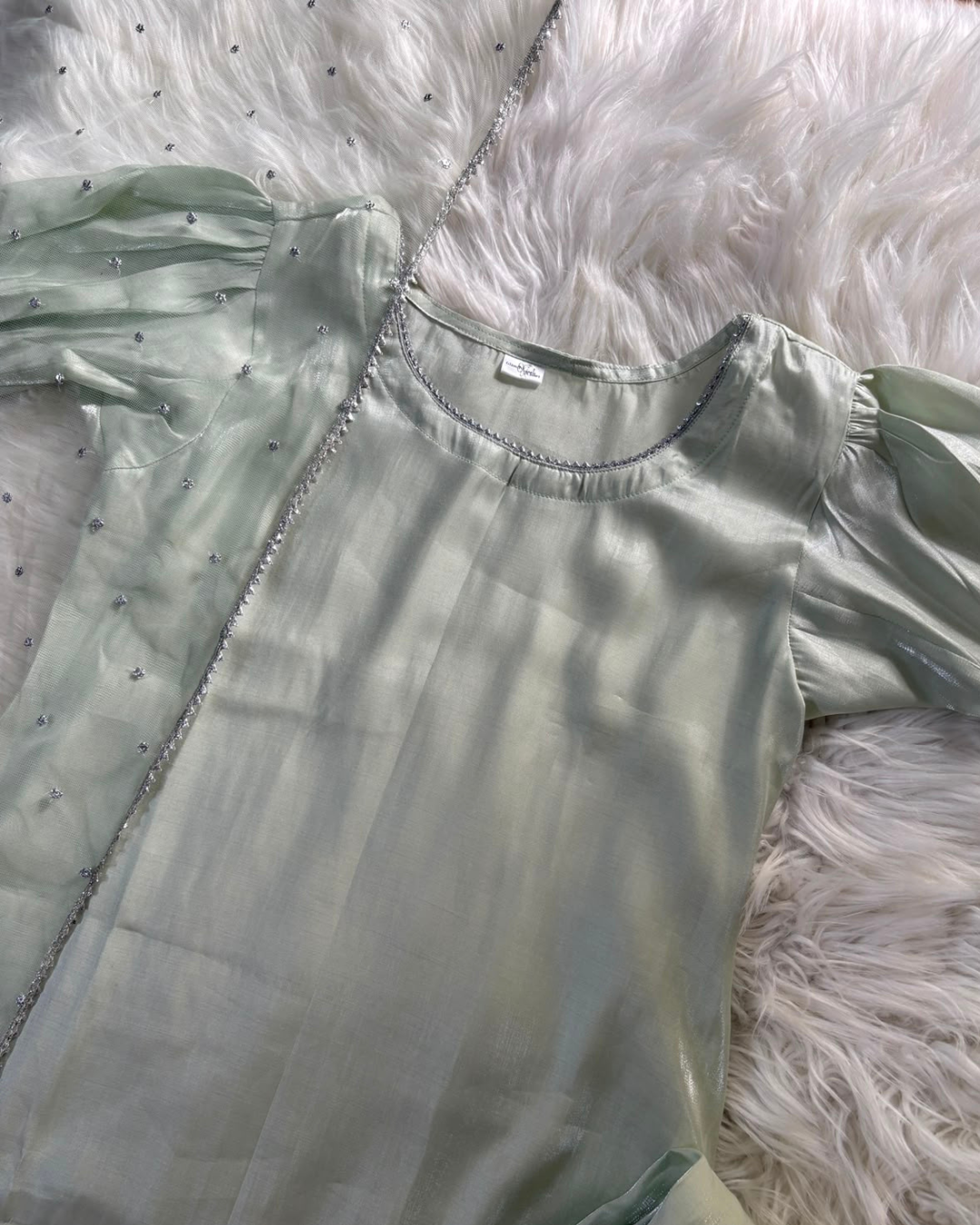 Sage Green Sheesha Silk - Patiyala Suit 3 Pcs