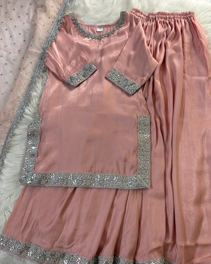 Jahan’aara Rose Gold Sheesha Silk - 3 Pc