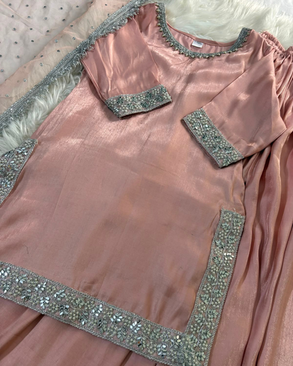 Jahan’aara Rose Gold Sheesha Silk - 3 Pc