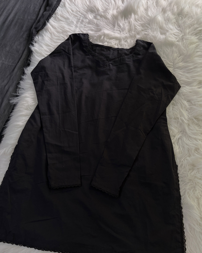 Black Lawn Gharara Set - 3 Pc