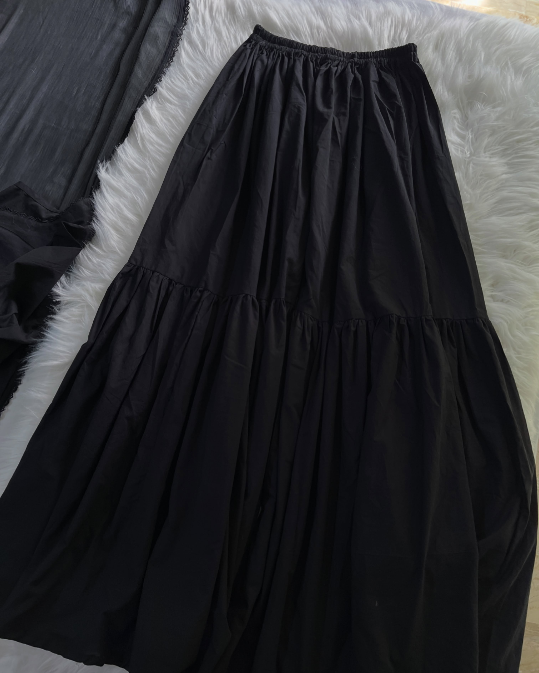 Black Lawn Gharara Set - 3 Pc