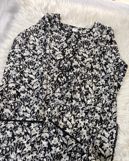 Black & White Linen Printed - 2 Pc