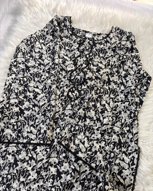 Black & White Linen Printed - 2 Pc