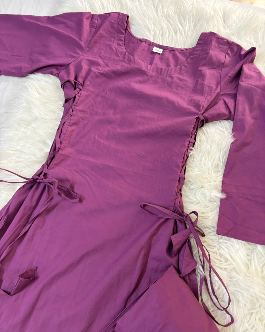 Plum Purple Side Corset Kurti - 2 PC Viral Summer Edition