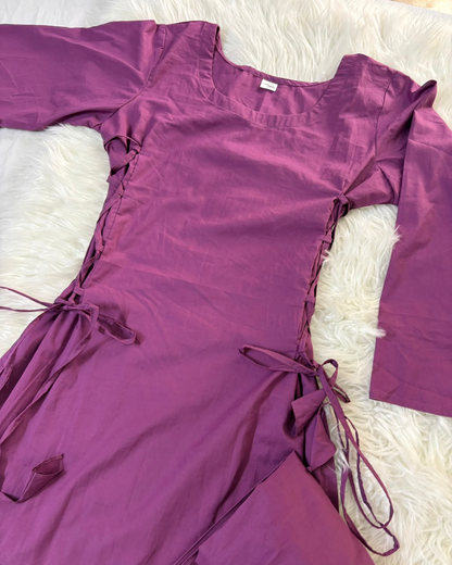 Plum Purple Side Corset Kurti - 2 PC Viral Summer Edition