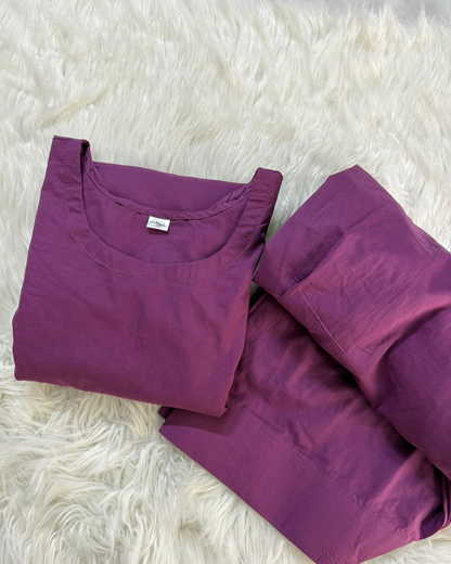 Plum Purple Side Corset Kurti - 2 PC Viral Summer Edition