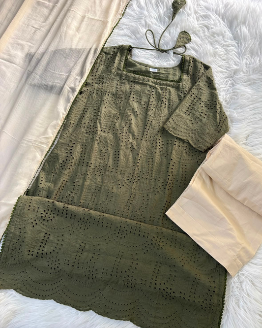 Olivia Lawn Chikankari 3 Pc Suit