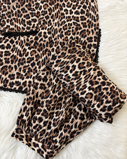 Leopard Print Linen Balloon Shalwar Kameez- 3 PC