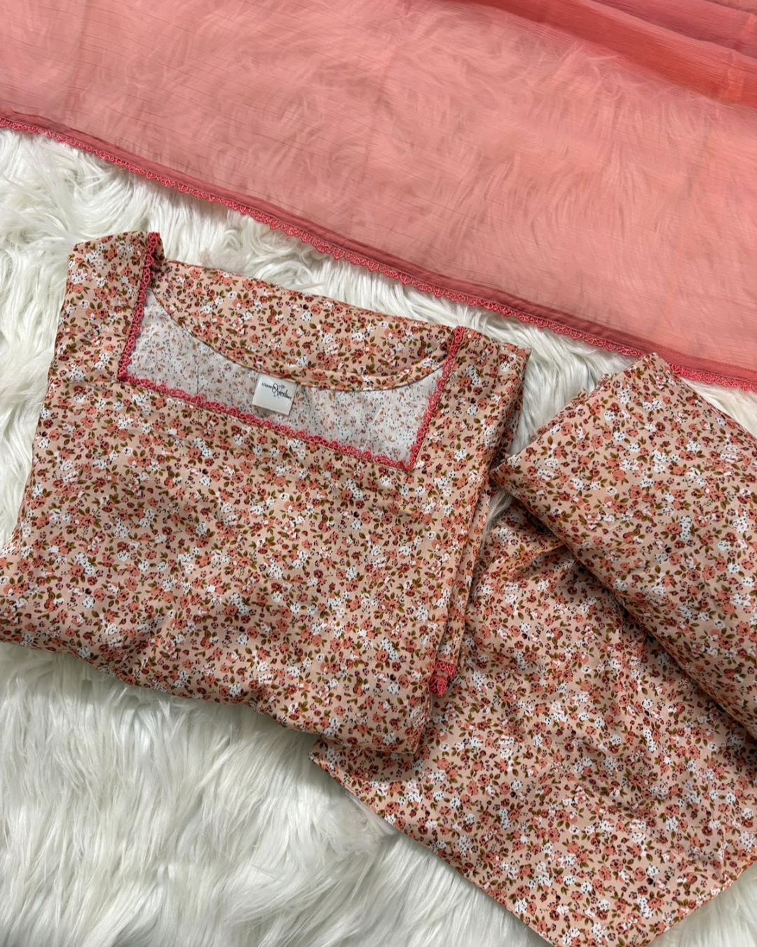 Peach Blossom Side Corset Set- 3 PC