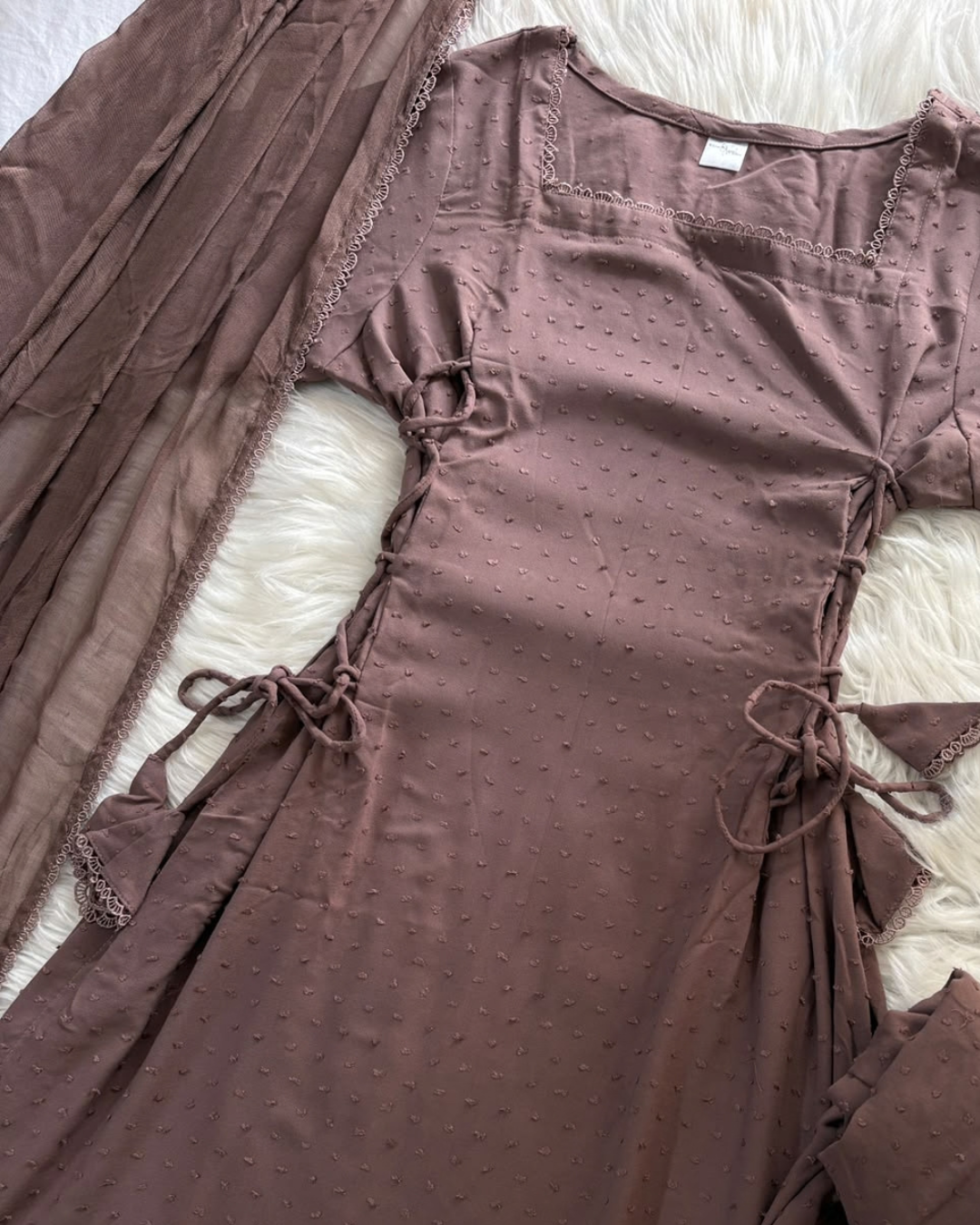 Mocha Brouchia Linen Side Corset - 3 PC