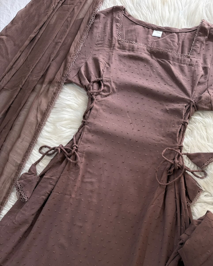 Mocha Brouchia Linen Side Corset - 3 PC