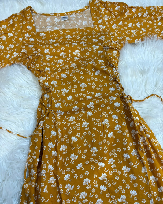 Mustard Meadow Side Corset Kurti