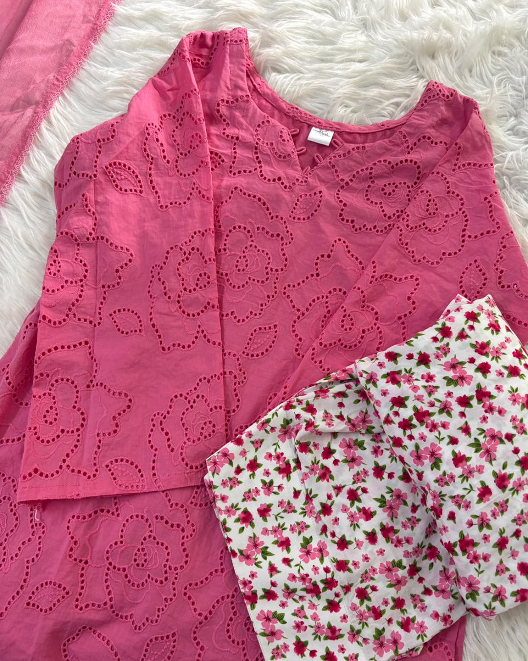 Rosy Bloom Chikankari 3 PC