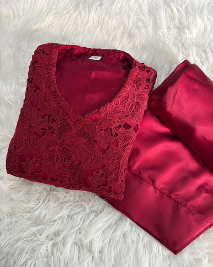 Maroon Quraishia Farshi - 2 PC