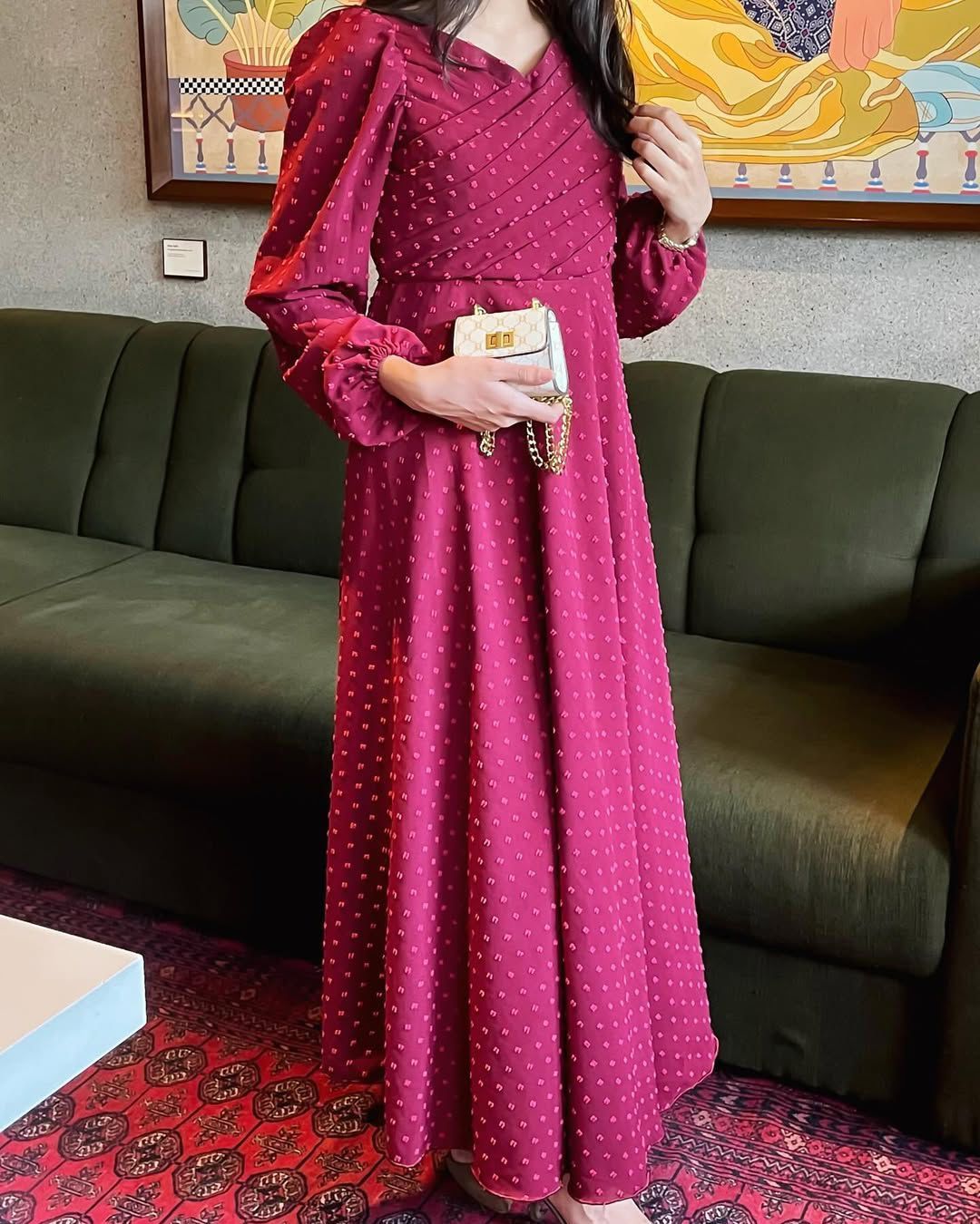 Maroon Brouchia Georgette | Long Dress